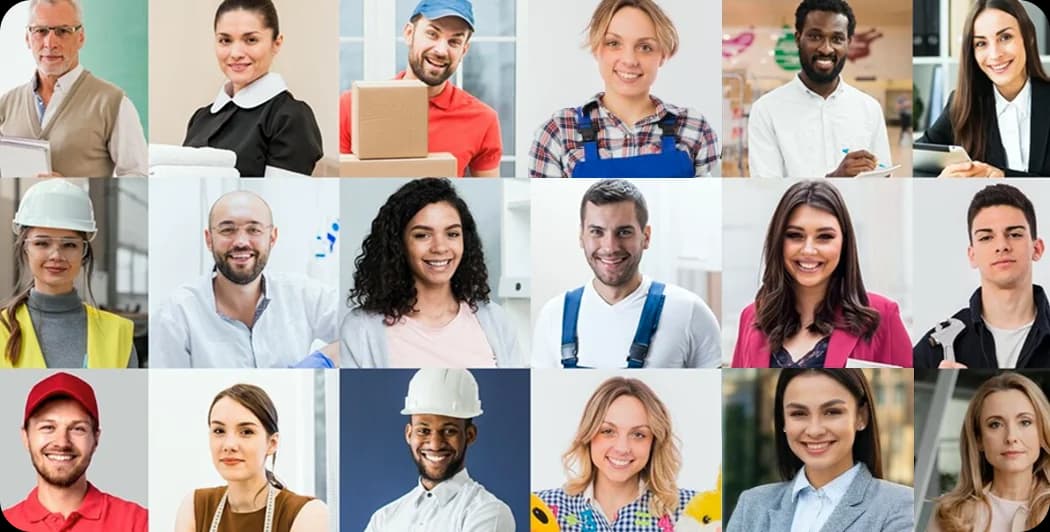 Skilled professionals from various industries offering services on an online platform.